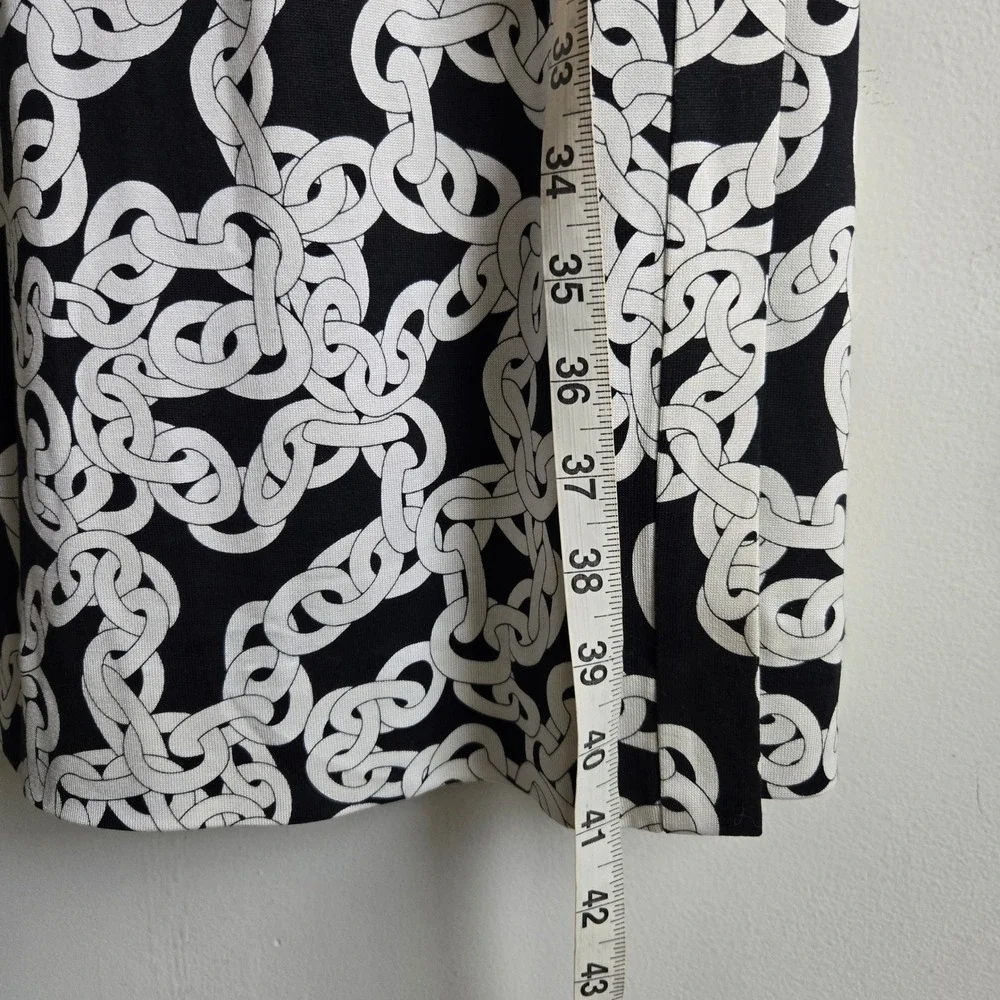 Vtg Diane von Furstenberg 6 Wrap Dress Womens Black White Excellent Silk Chain